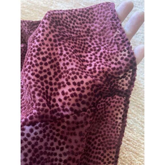 Saylor Burgundy Velvet Burnout Halter Mini Dress Size S Ruched Lined Sexy - Picture 9 of 9